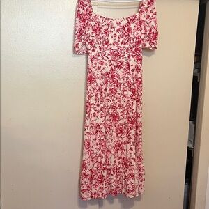 London Times Red and White Floral Maxi Dress